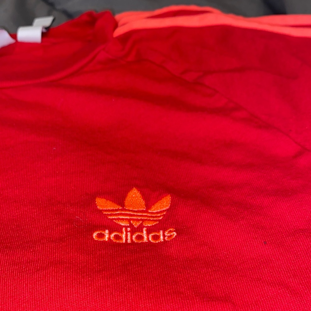 Men’s small red neon adidas shirt
